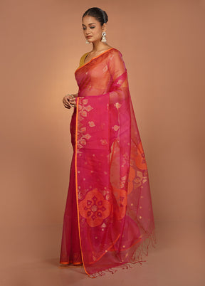 Red Handloom Matka Pure Silk Saree With Blouse Piece