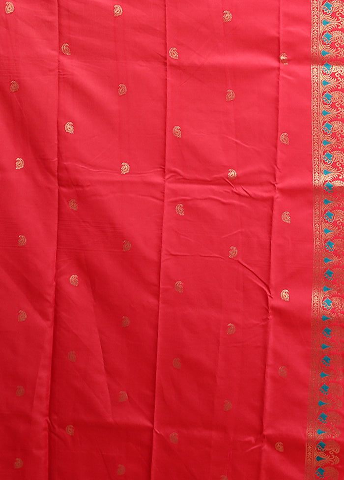 Red Baluchari Silk Saree With Blouse Piece