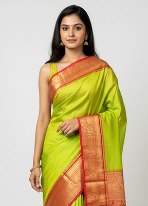 Green Kanjivaram Silk Saree With Blouse Piece