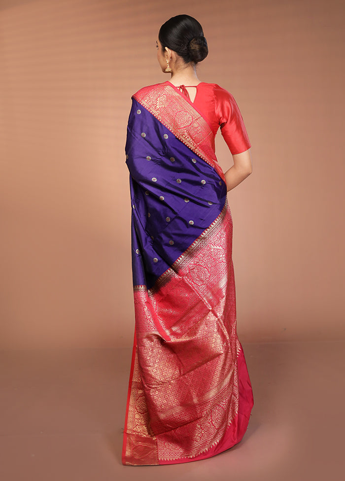 Blue Kanjivaram Silk Saree With Blouse Piece