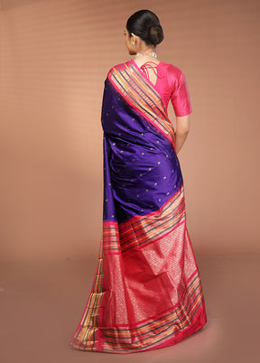 Blue Kanjivaram Silk Saree With Blouse Piece