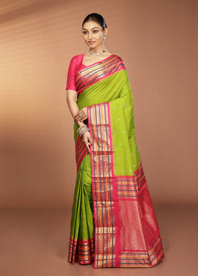 Green Kanjivaram Silk Saree With Blouse Piece