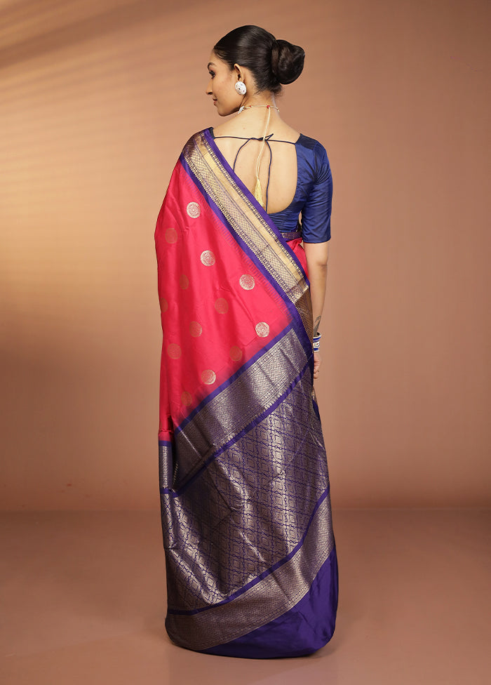 Pink Kanjivaram Silk Saree With Blouse Piece