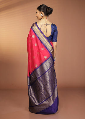 Pink Kanjivaram Silk Saree With Blouse Piece