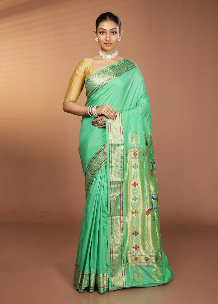 Green Kanjivaram Silk Saree With Blouse Piece