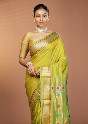 Green Kanjivaram Silk Saree With Blouse Piece
