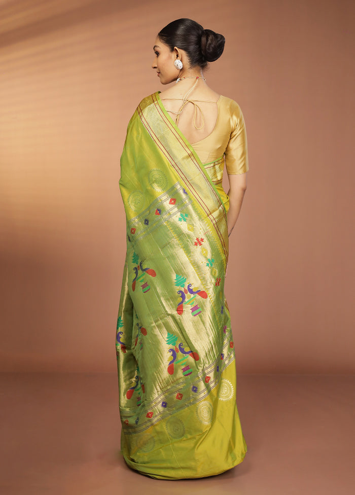 Green Kanjivaram Silk Saree With Blouse Piece
