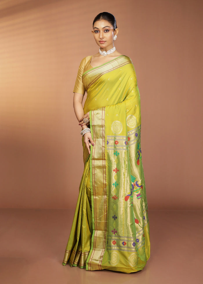Green Kanjivaram Silk Saree With Blouse Piece