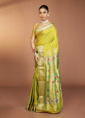 Green Kanjivaram Silk Saree With Blouse Piece