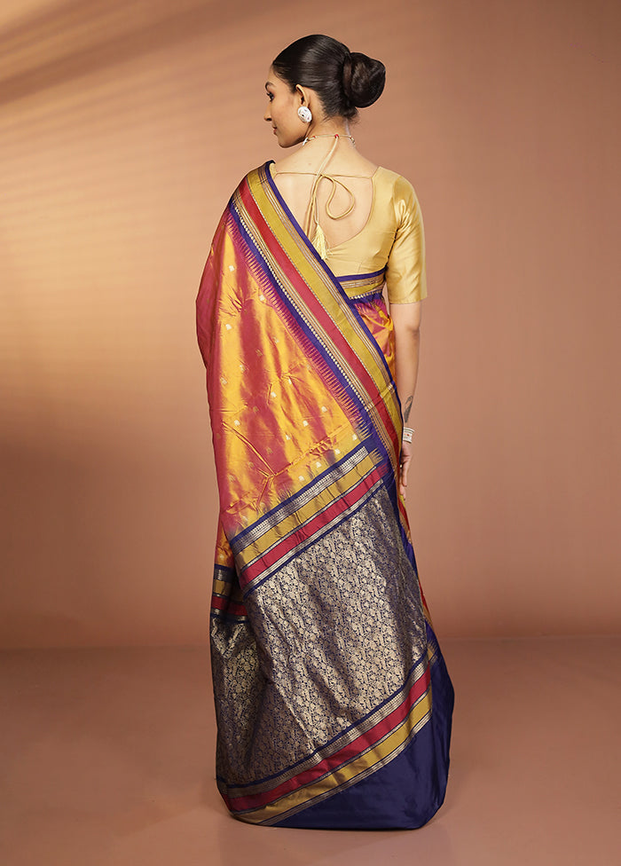 Yellow Kanjivaram Silk Saree With Blouse Piece