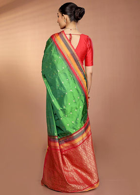 Green Kanjivaram Silk Saree With Blouse Piece