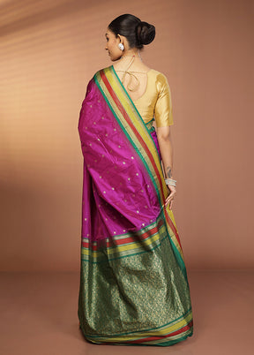 Purple Kanjivaram Silk Saree With Blouse Piece