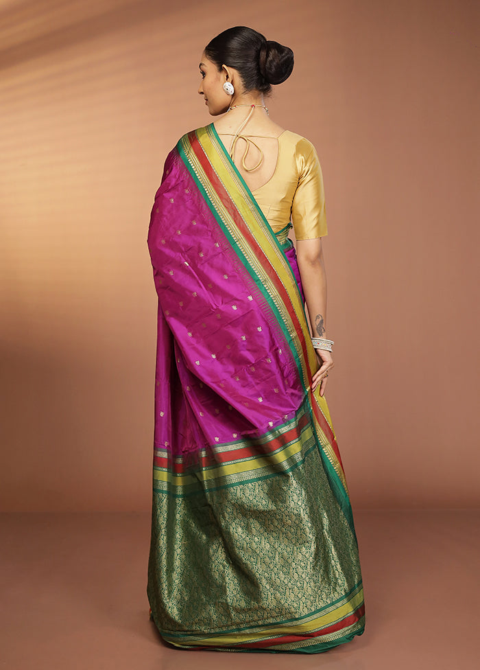 Purple Kanjivaram Silk Saree With Blouse Piece