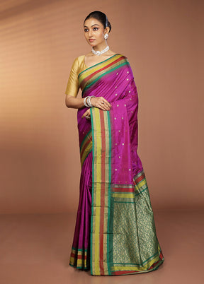 Purple Kanjivaram Silk Saree With Blouse Piece