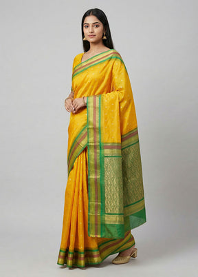 Yellow Kanjivaram Silk Saree With Blouse Piece