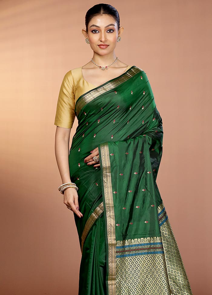 Green Kanjivaram Silk Saree With Blouse Piece