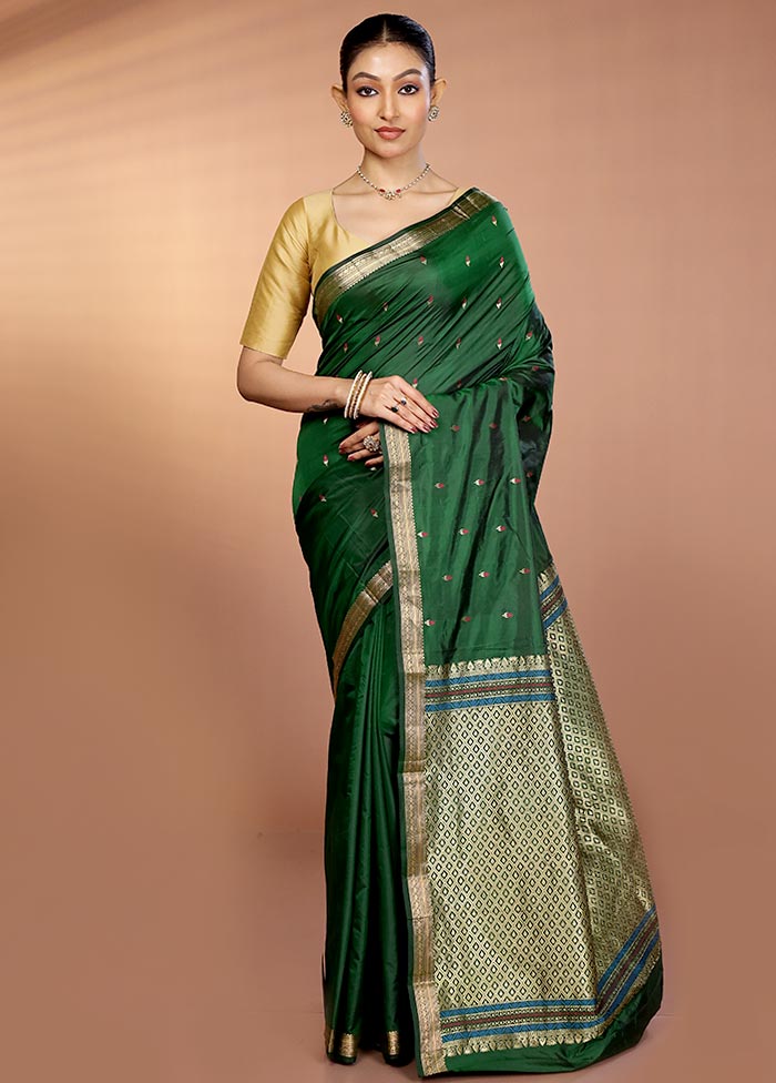 Green Kanjivaram Silk Saree With Blouse Piece