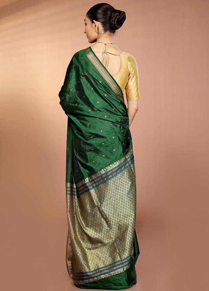 Green Kanjivaram Silk Saree With Blouse Piece