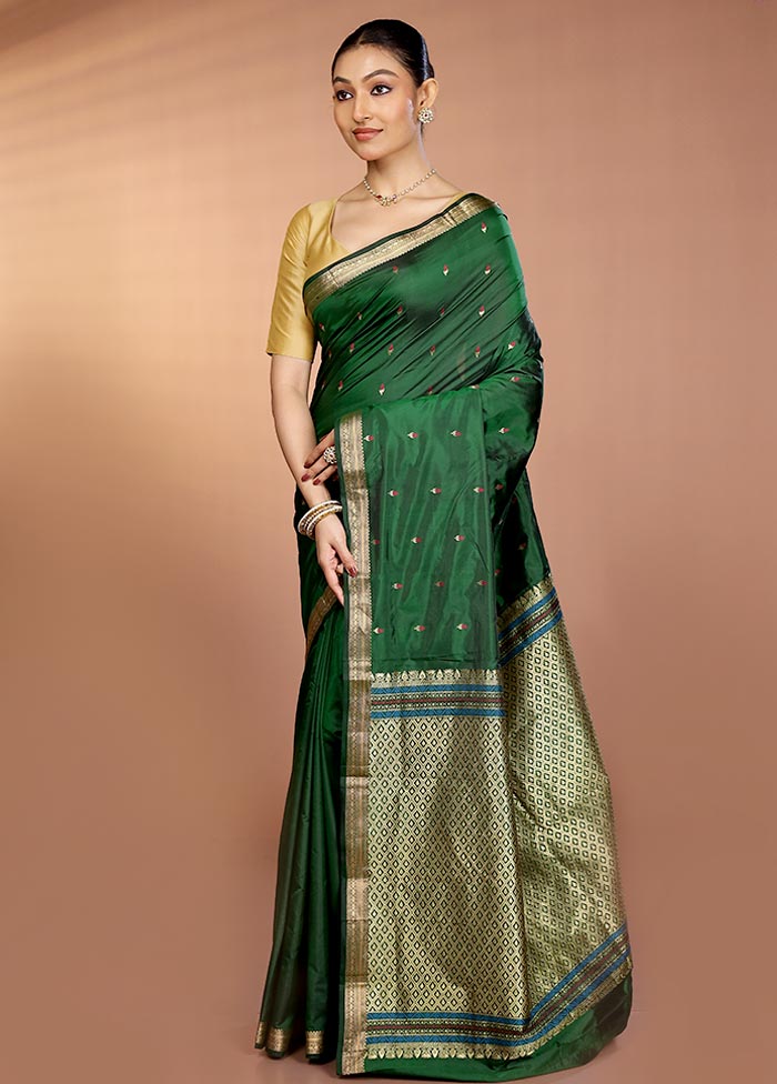 Green Kanjivaram Silk Saree With Blouse Piece