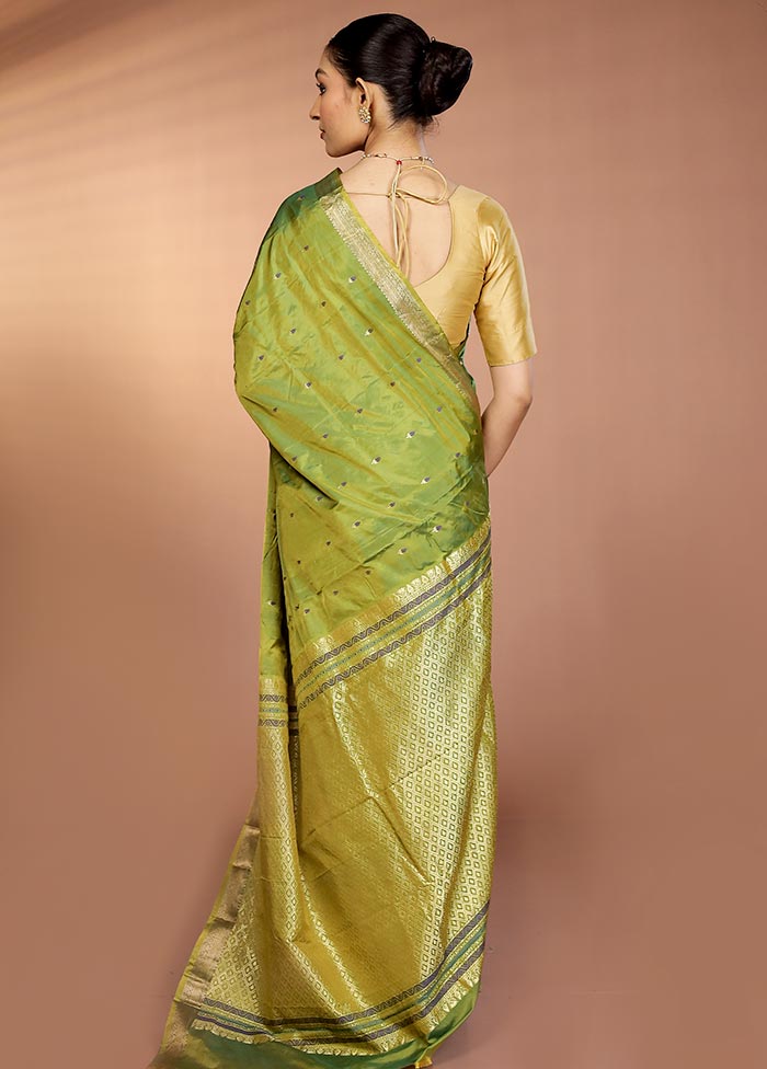 Green Kanjivaram Silk Saree With Blouse Piece