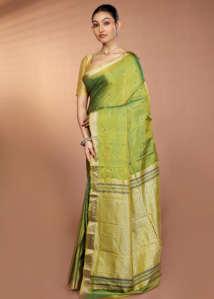 Green Kanjivaram Silk Saree With Blouse Piece