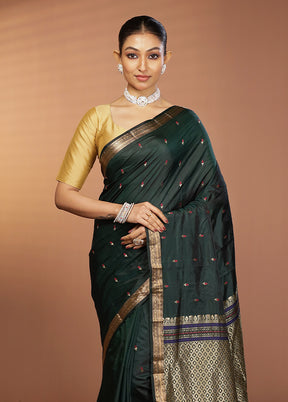 Green Kanjivaram Silk Saree With Blouse Piece