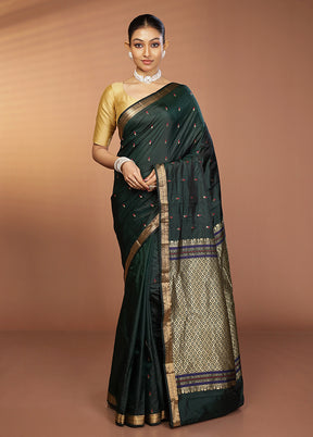 Green Kanjivaram Silk Saree With Blouse Piece