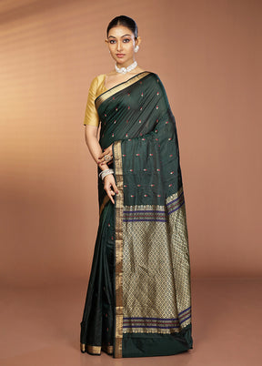 Green Kanjivaram Silk Saree With Blouse Piece
