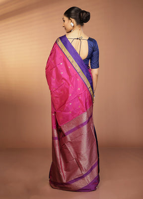 Pink Kanjivaram Silk Saree With Blouse Piece