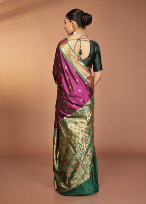 Purple Kanjivaram Silk Saree With Blouse Piece