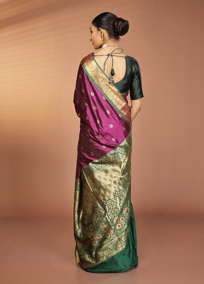 Purple Kanjivaram Silk Saree With Blouse Piece