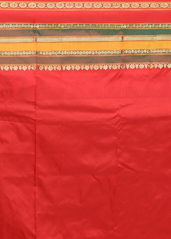 Yellow Handloom Kanjivaram Pure Silk Saree With Blouse Piece