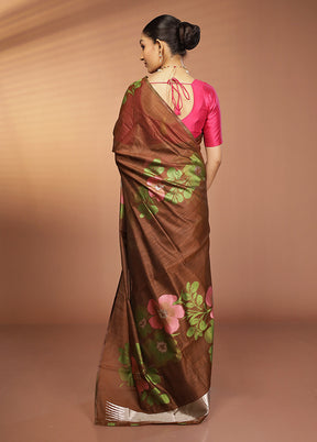 Rust Dupion Silk Saree With Blouse Piece