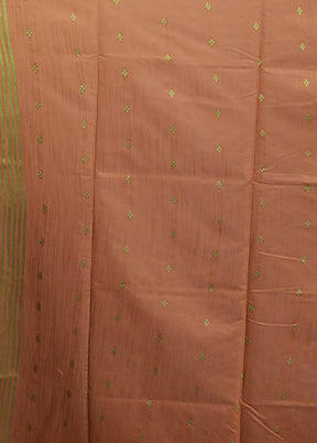 Rust Dupion Silk Saree With Blouse Piece