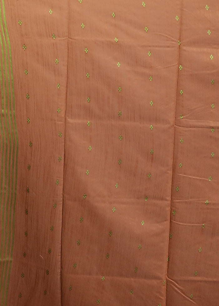 Rust Dupion Silk Saree With Blouse Piece