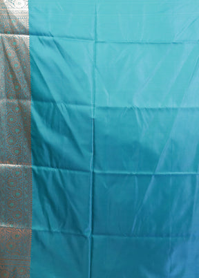 Blue Banarasi Silk Saree With Blouse Piece
