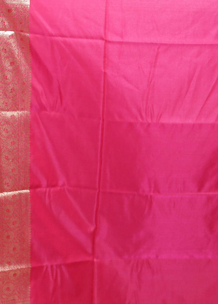 Pink Banarasi Silk Saree With Blouse Piece