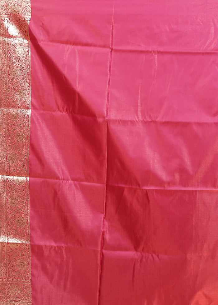Pink Banarasi Silk Saree With Blouse Piece