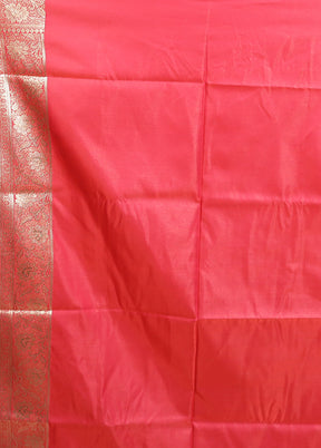 Pink Banarasi Silk Saree With Blouse Piece