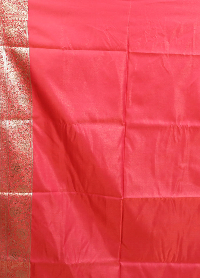 Pink Banarasi Silk Saree With Blouse Piece