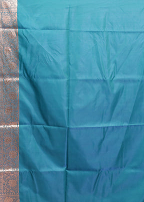 Blue Banarasi Silk Saree With Blouse Piece