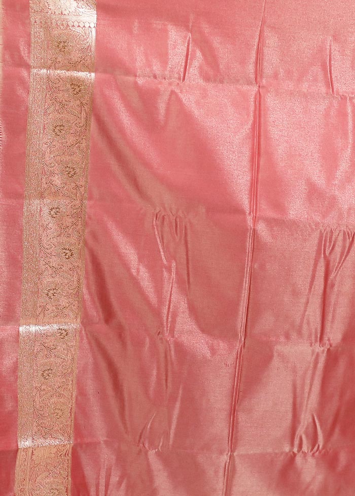 Pink Banarasi Silk Saree With Blouse Piece
