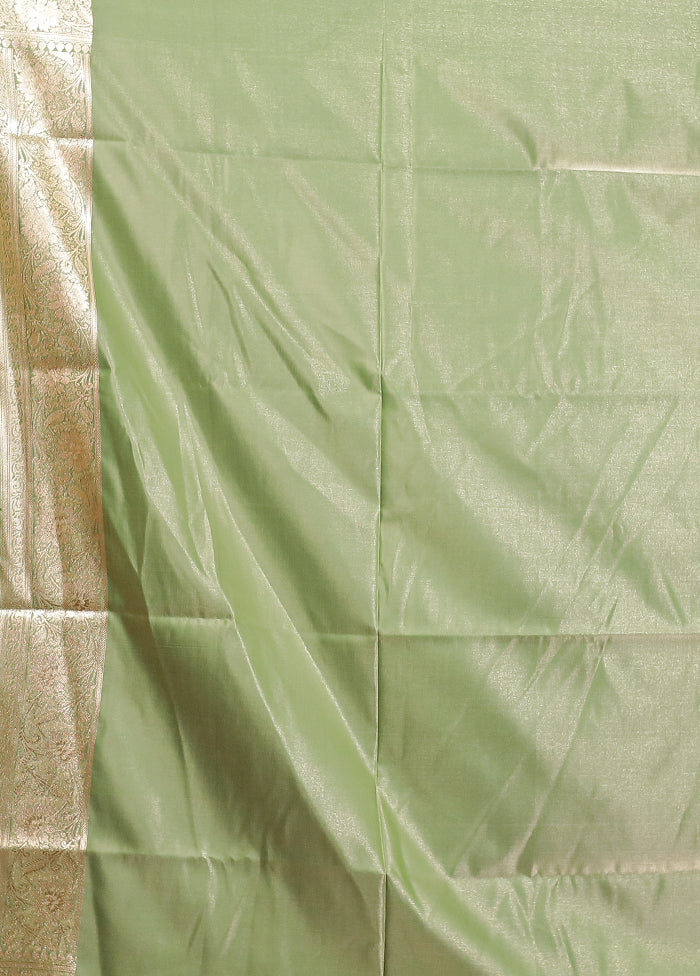 Green Banarasi Silk Saree With Blouse Piece