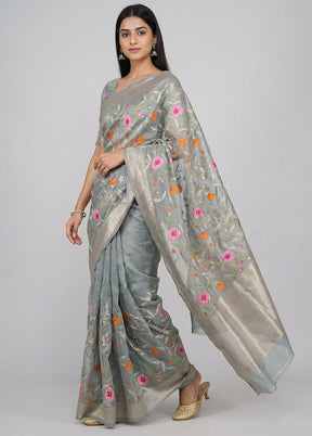 Green Tissue Silk Saree With Blouse Piece