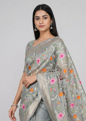 Green Tissue Silk Saree With Blouse Piece
