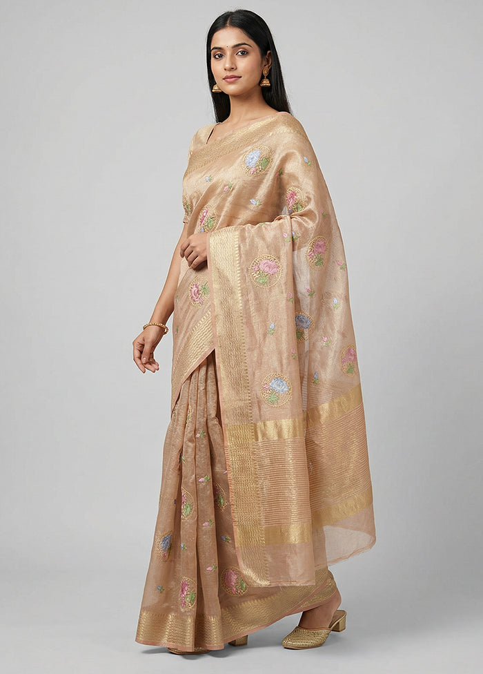 Gold Tissue Silk Saree With Blouse Piece