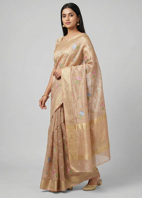 Gold Tissue Silk Saree With Blouse Piece