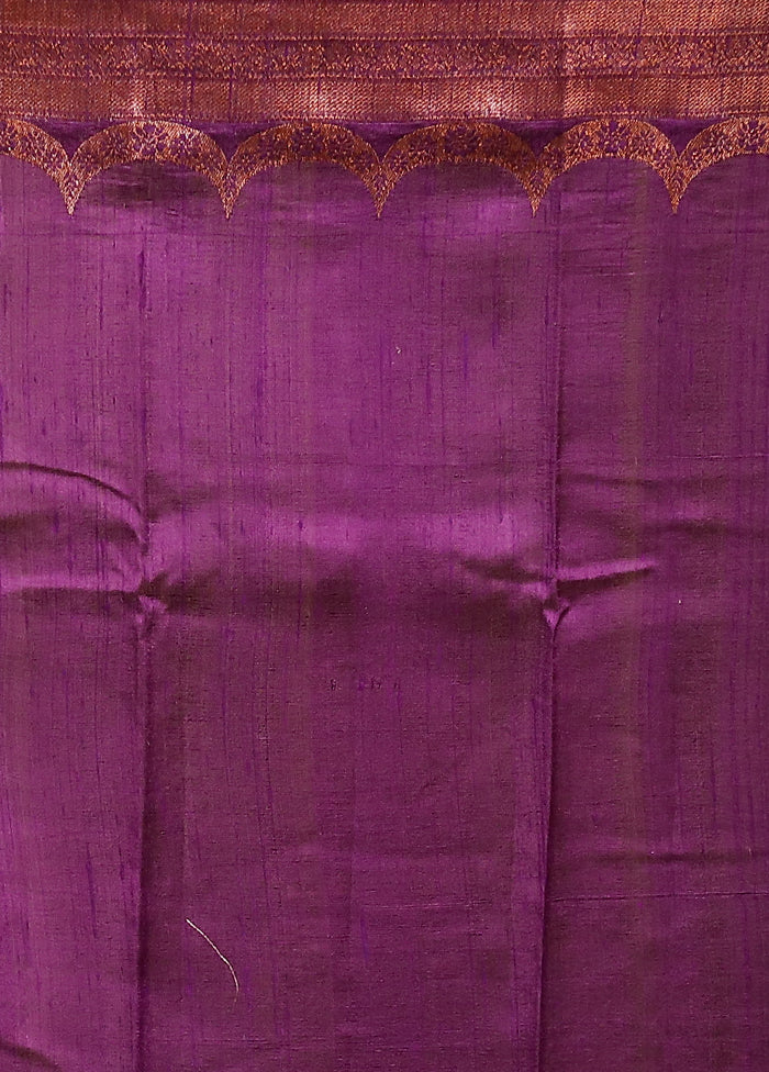 Pink Tussar Pure Silk Saree With Blouse Piece