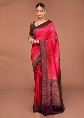 Red Tussar Pure Silk Saree With Blouse Piece
