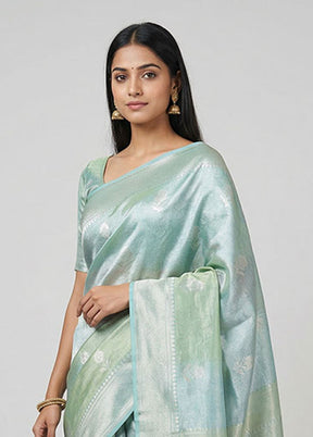 Green Tissue Silk Saree With Blouse Piece